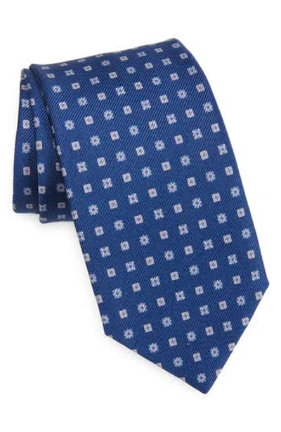 David Donahue Neat Silk Tie In Blue