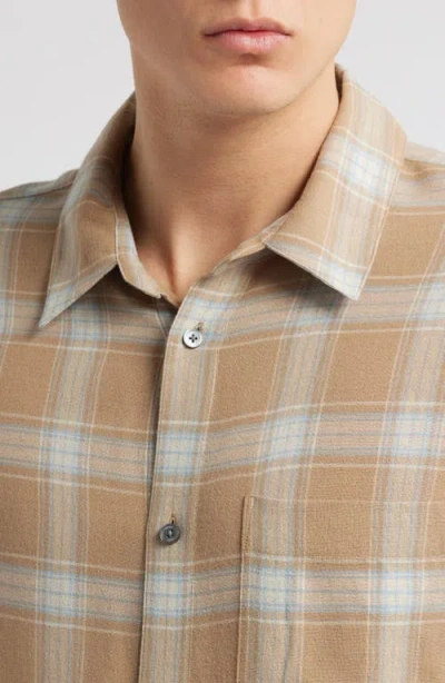 Frame Plaid Button-up Shirt In Beige Plaid