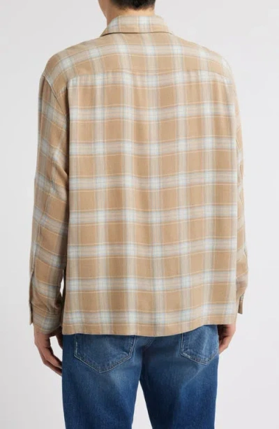 Frame Plaid Button-up Shirt In Beige Plaid