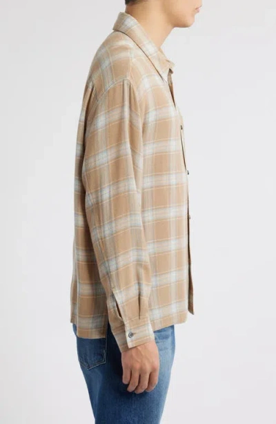 Frame Plaid Button-up Shirt In Beige Plaid