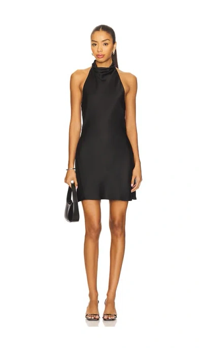 Anine Bing Eliana Halterneck Silk Mini Dress In Black