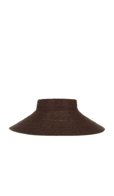 Janessa Leone Birdie Wide-brimmed Raffia Visor In Burgundy