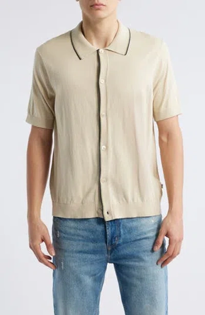 Nn07 Nolan Button Up Polo Shirt In Ecru In Sand