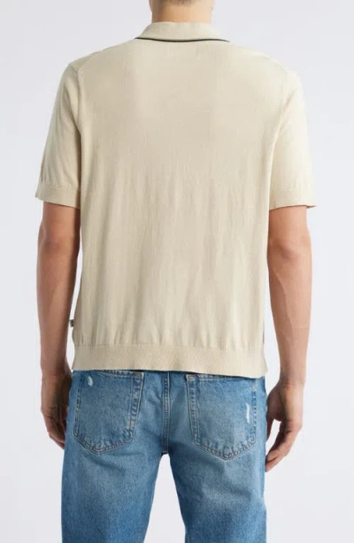 Nn07 Nolan Button Up Polo Shirt In Ecru In Sand