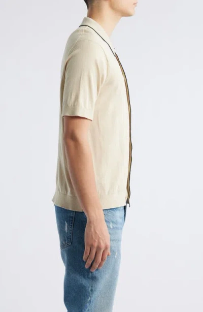 Nn07 Nolan Button Up Polo Shirt In Ecru In Sand