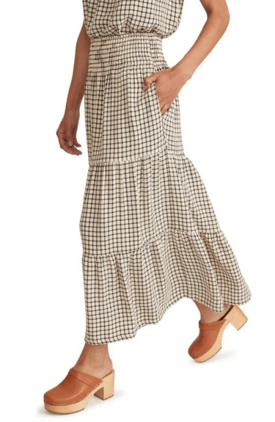 Marine Layer Chloe Windowpane Smocked Maxi Skirt In Multi