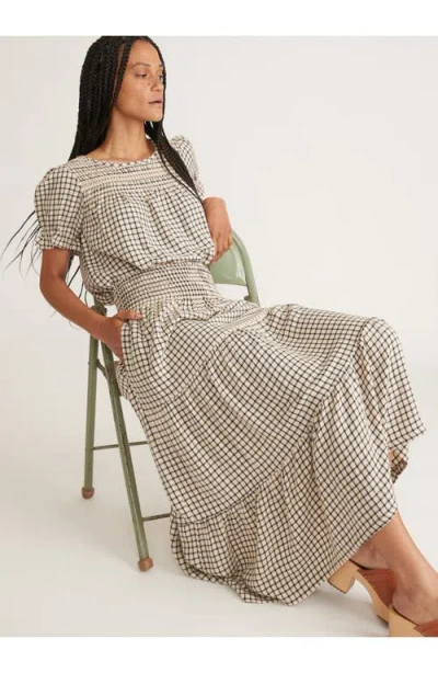 Marine Layer Chloe Windowpane Smocked Maxi Skirt In Multi