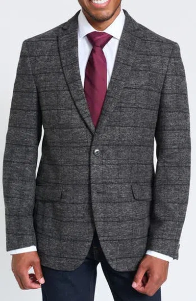 Savile Row Co Gray Windowpane Plaid Bouclé Blazer In Gray