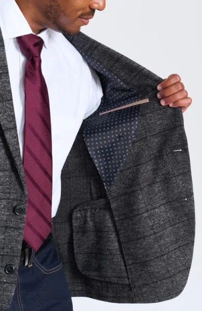 Savile Row Co Gray Windowpane Plaid Bouclé Blazer In Gray