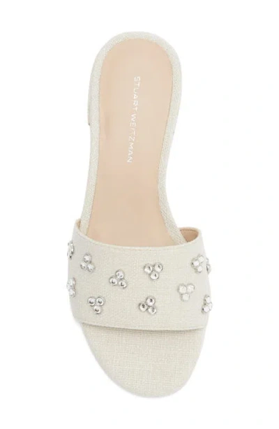 Stuart Weitzman Tammy Crystal Slide Sandal In White