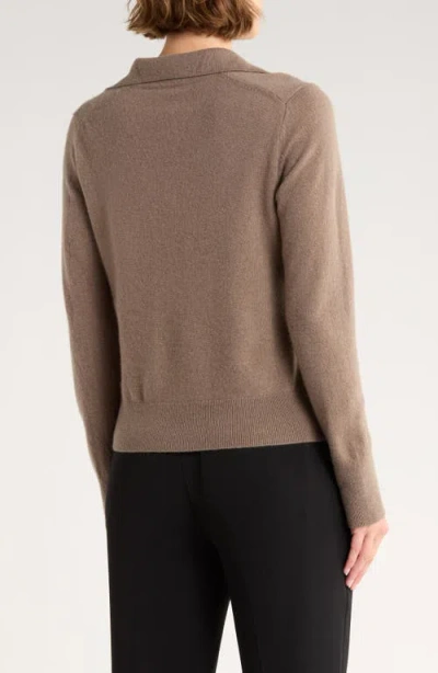 Vince Wool And Cashmere-blend Polo Sweater In Brown