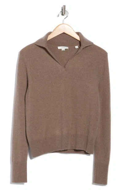 Vince Wool And Cashmere-blend Polo Sweater In Brown