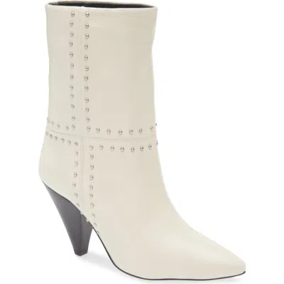 Kaanas Ada Studded Pointed Toe Genuine Suede Bootie In White