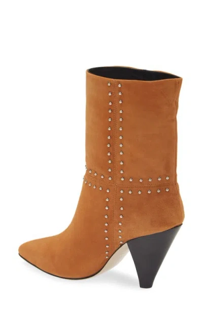 Kaanas Ada Studded Pointed Toe Genuine Suede Bootie In Brown