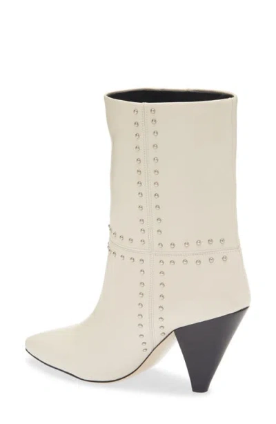 Kaanas Ada Studded Pointed Toe Genuine Suede Bootie In White