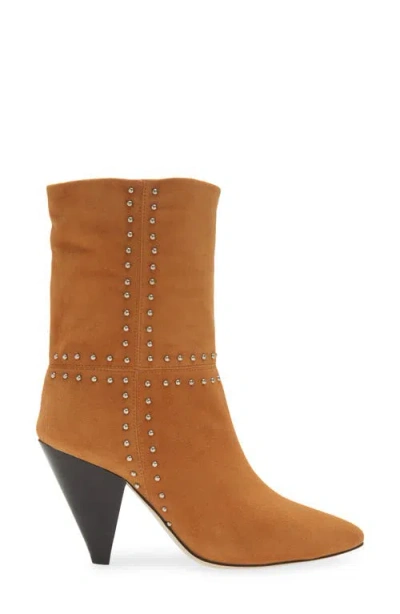 Kaanas Ada Studded Pointed Toe Genuine Suede Bootie In Brown