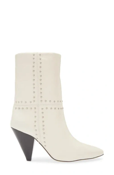 Kaanas Ada Studded Pointed Toe Genuine Suede Bootie In White