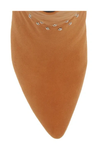 Kaanas Ada Studded Pointed Toe Genuine Suede Bootie In Brown