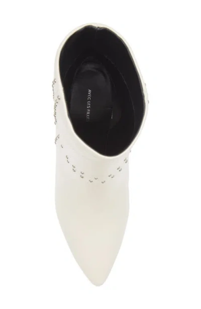 Kaanas Ada Studded Pointed Toe Genuine Suede Bootie In White