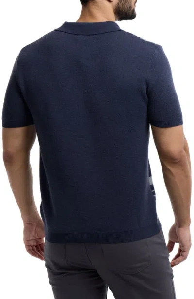 Spring + Mercer Stripe Polo Sweater In Blue