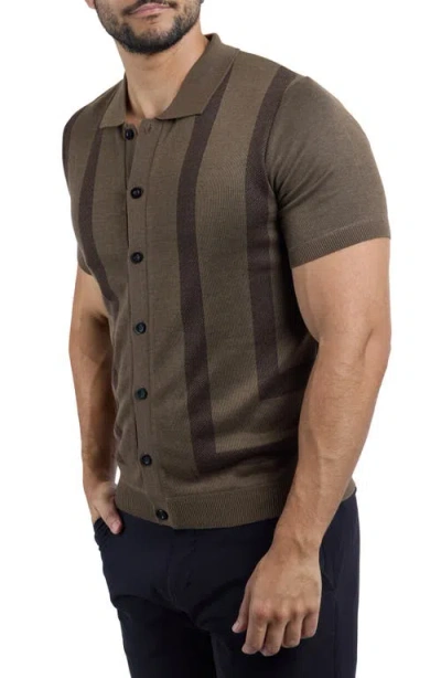 Spring + Mercer Stripe Polo Sweater In Gray