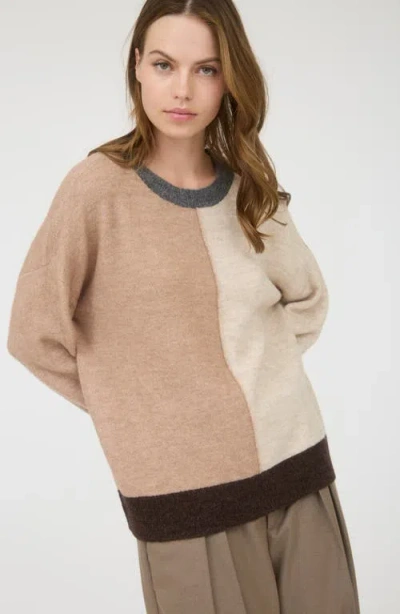 Blu Pepper Two-tone Sweater In Brown