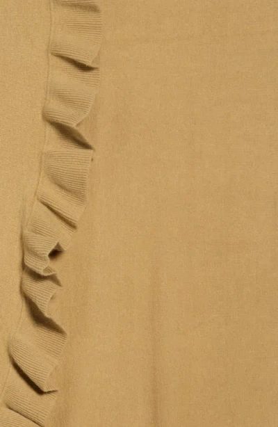 Portolano Ruffle Trim Cashmere Wrap Scarf In Brown