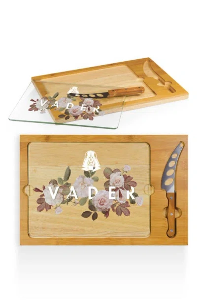 Picnic Time Star Wars Darth Vader Icon Wood Serving Tray With Knife In Brown