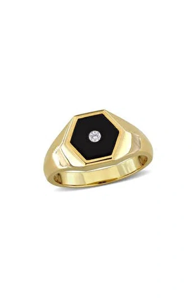 Delmar Onyx & Diamond Signet Ring In Gold