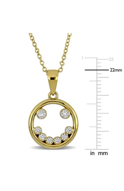 Delmar Cubic Zirconia Smile Pendant Necklace In Brown