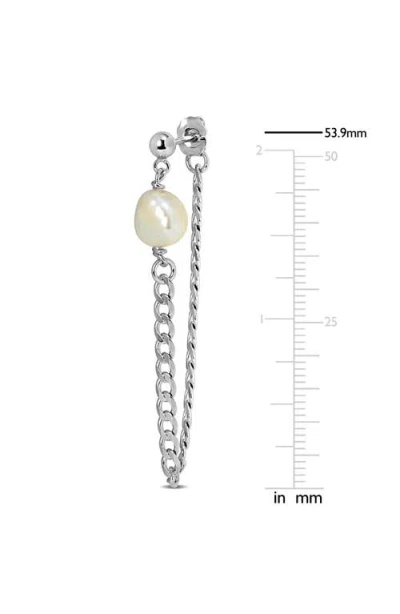 Delmar Cultured Freshwater Pearl Draped Chain Front/back Earrings In Metallic