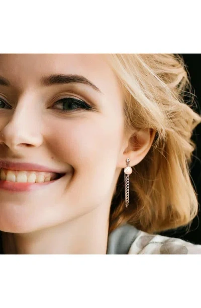 Delmar Cultured Freshwater Pearl Draped Chain Front/back Earrings In Metallic