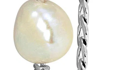 Delmar Cultured Freshwater Pearl Draped Chain Front/back Earrings In Metallic