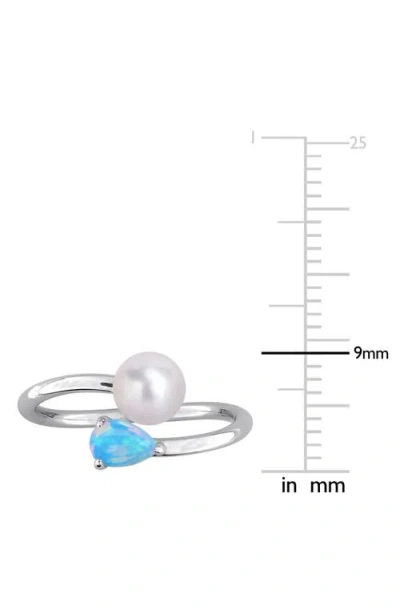 Delmar 6-6.5mm Cultured Freshwater Pearl & Stone Bypass Ring In Silver