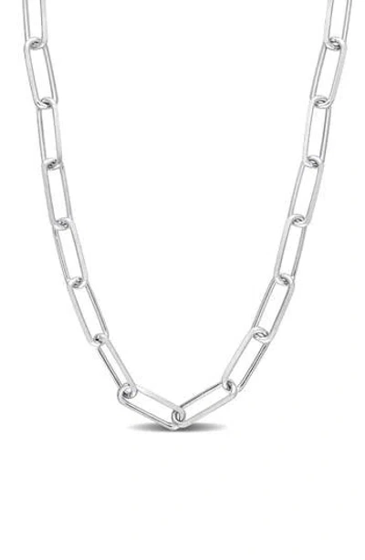 Delmar Sterling Silver Paper Clip Chain Necklace In Burgundy