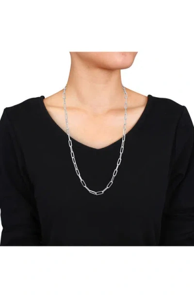 Delmar Sterling Silver Paper Clip Chain Necklace In Burgundy
