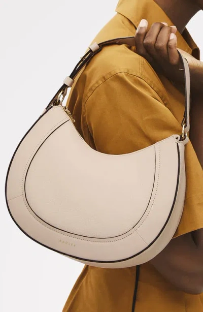 Radley Merchant Hall Small Crescent Leather Shoulder Bag In Neutral