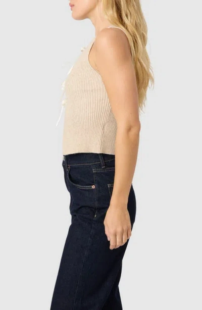 Lush Ribbow Bow Front Knit Tank Top In Blue