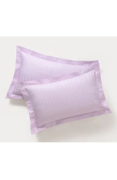 Brooks Brothers Set Of Two Sateen Stripe Pillow Sham In Purple
