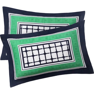 Brooks Brothers Set Of Two Framed Print Sateen Pillow Shams In Multi