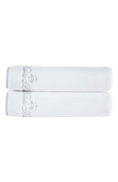 Brooks Brothers Contrast Frame 2pc Bath Sheets In White