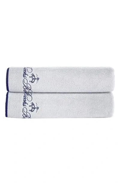 Brooks Brothers Contrast Frame 2pc Bath Sheets In Silver