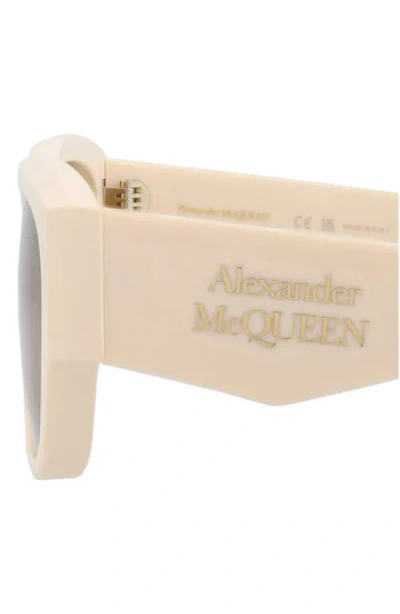 Alexander Mcqueen Ch0259s Rectangle Acetate Sunglasses In Neutral