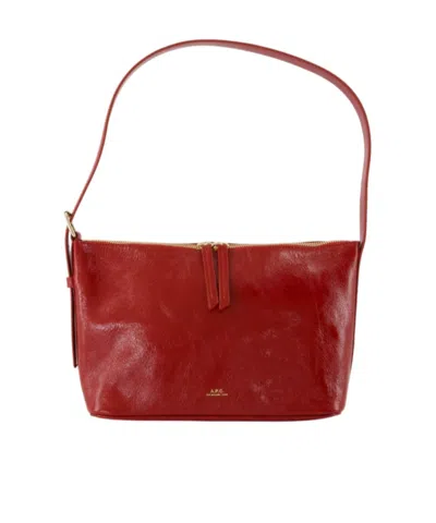 Apc A.p.c. Zippered Shoulder Bag With Top Handle In Red