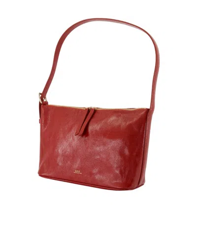 Apc A.p.c. Zippered Shoulder Bag With Top Handle In Red