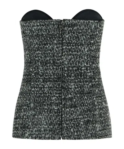 Diesel Bouclé Corset Top With Ultra-low Cut In Black