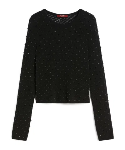 Max Mara Embroidered Wool And Mohair Yarn Sweater In Black