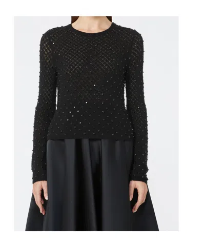 Max Mara Embroidered Wool And Mohair Yarn Sweater In Black