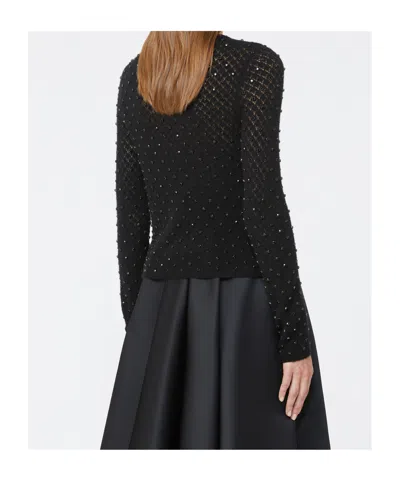 Max Mara Embroidered Wool And Mohair Yarn Sweater In Black