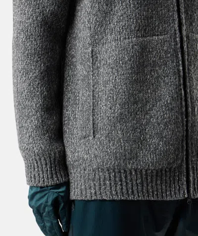 Stone Island Long-sleeved Knitted Cardigan In Gray